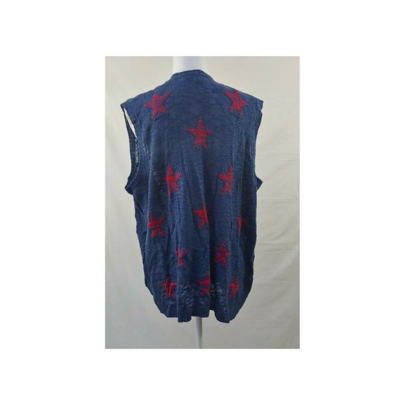 Lane Bryant Sleeveless Sweater 22 24 Open Front Star Embroidered Blue 3X - Picture 3 of 6